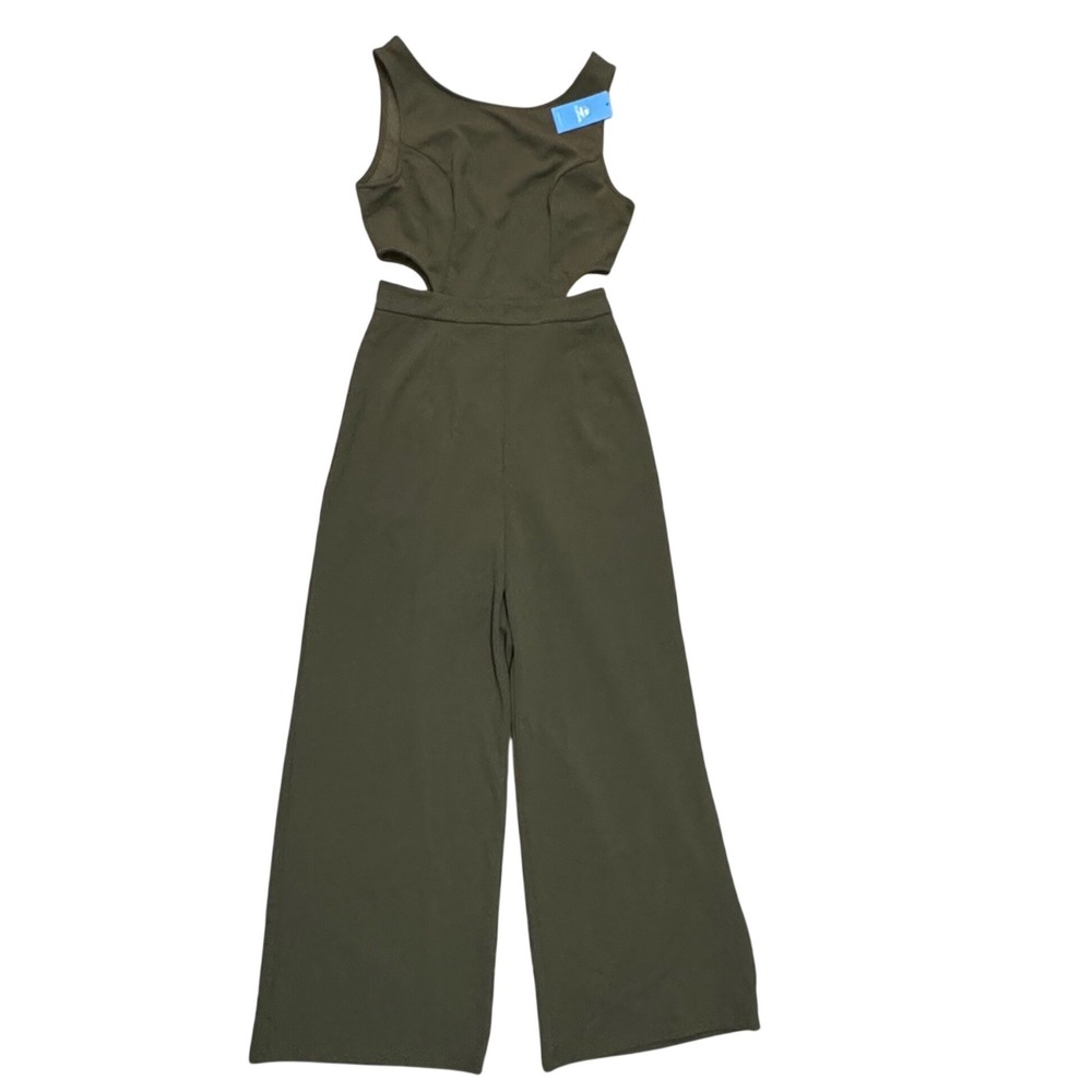 Cupshe Jumpsuit Women Small Olive Green New Cut-Out Wide Leg Biergarten Trip